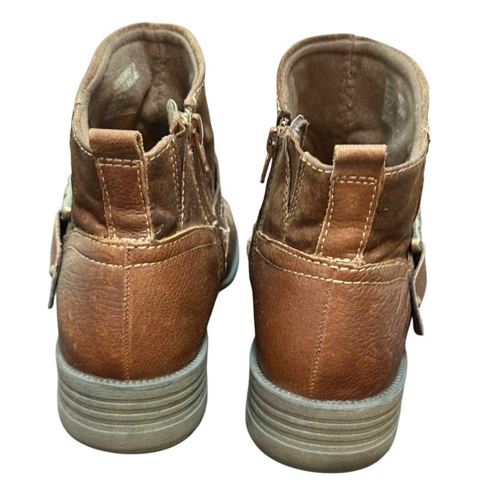Earth Origins Paris Brown Leather Booties Women’s Side Zip Casual Boots Sz 8W - Picture 5 of 11